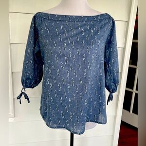 Clarte off the shoulder top with ties at elbows, size small